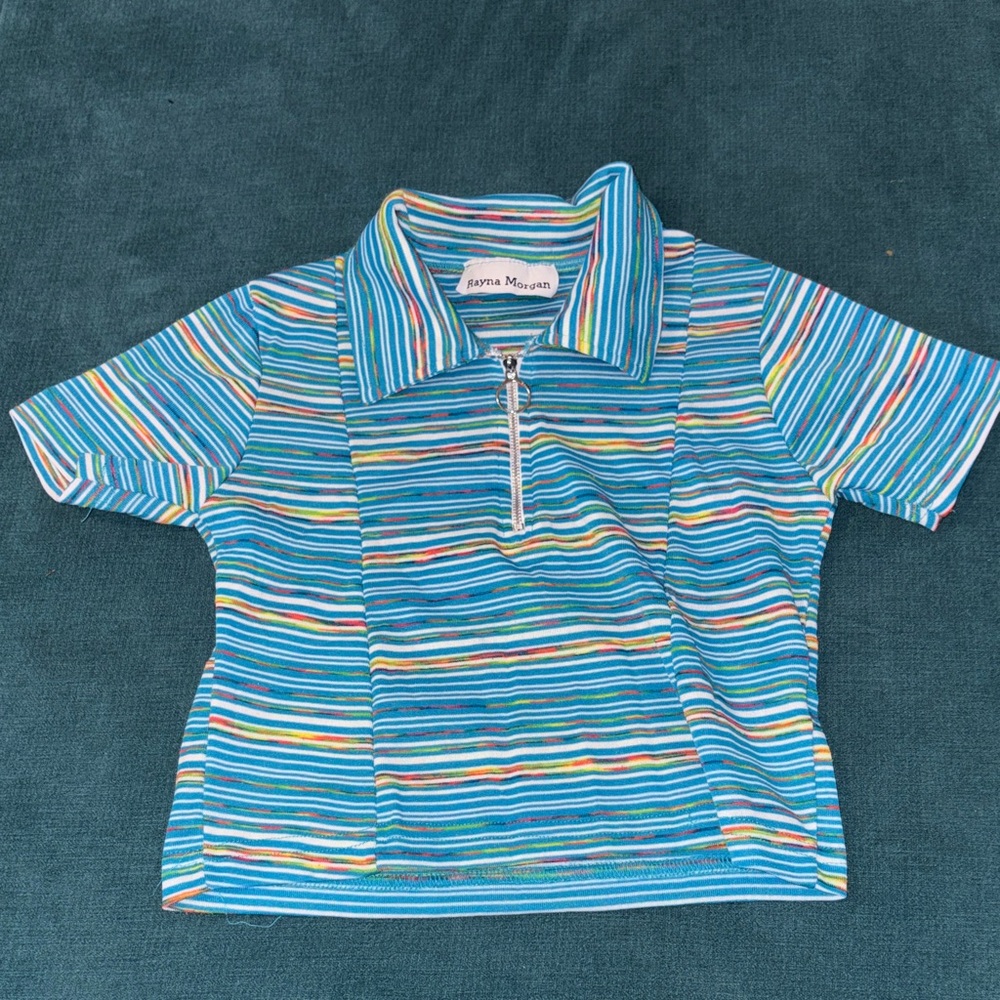 Colorful Striped Crop Top with Zipper